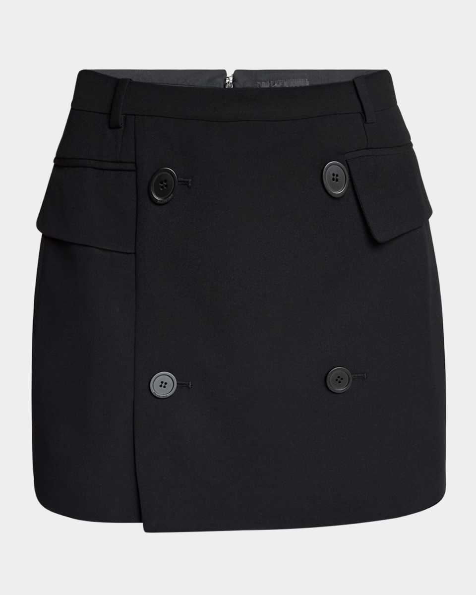 Double-Breasted Tailored Mini Skirt